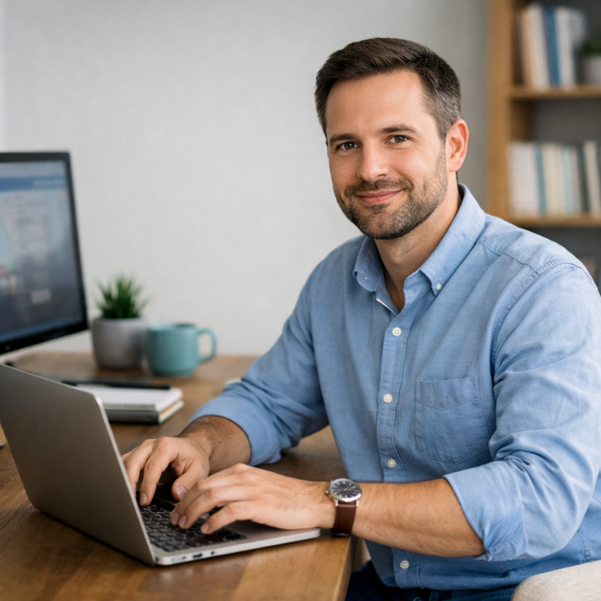 Professional working at a laptop